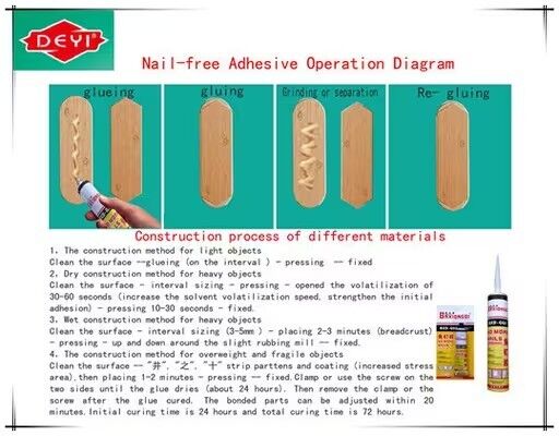 OEM Factory Crystal Clear Woodworking Liquid Glue Nail-Free Mounting Adhesive (Фабрика OEM) Кристально чистый лесообрабатывающий жидкий клей без гвоздей